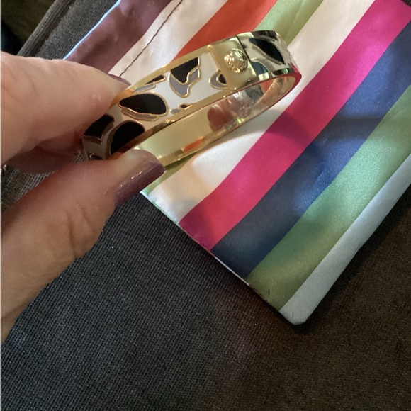 Coach Gold and Black and cream animal print bangle bracelet. - Picture 2 of 16